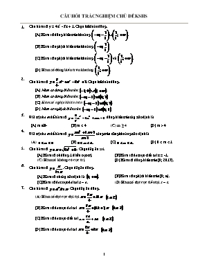 Toán 12 - Câu hỏi trắc nghiệm chủ đề khảo sát hàm số